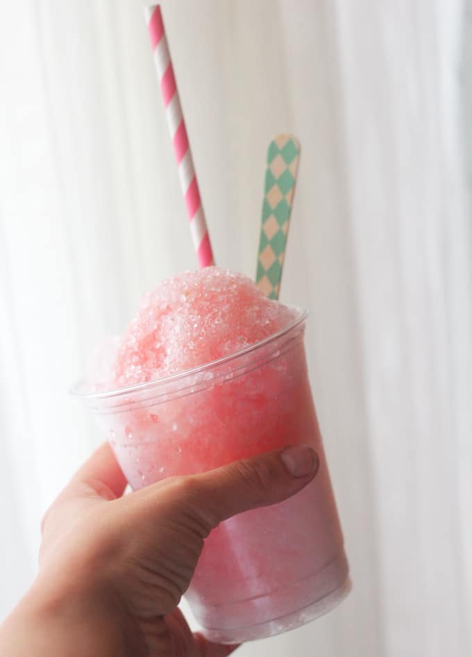 refreshing cup of frozen watermelon slusshie