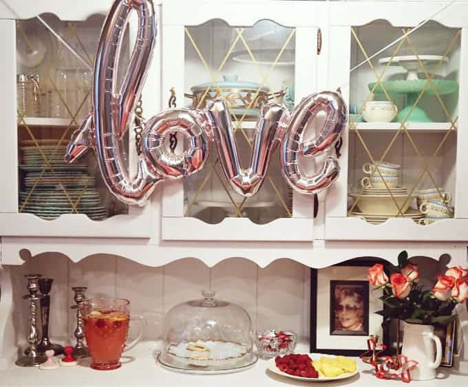 valentine's dessert spread with love balloon 