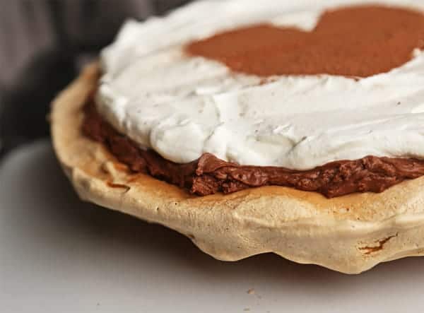 Chocolate Angel Pie | gluten free merinque crust | homemade chocolate mousse filling with whipped cream topping #pie #recipe #glutenfree