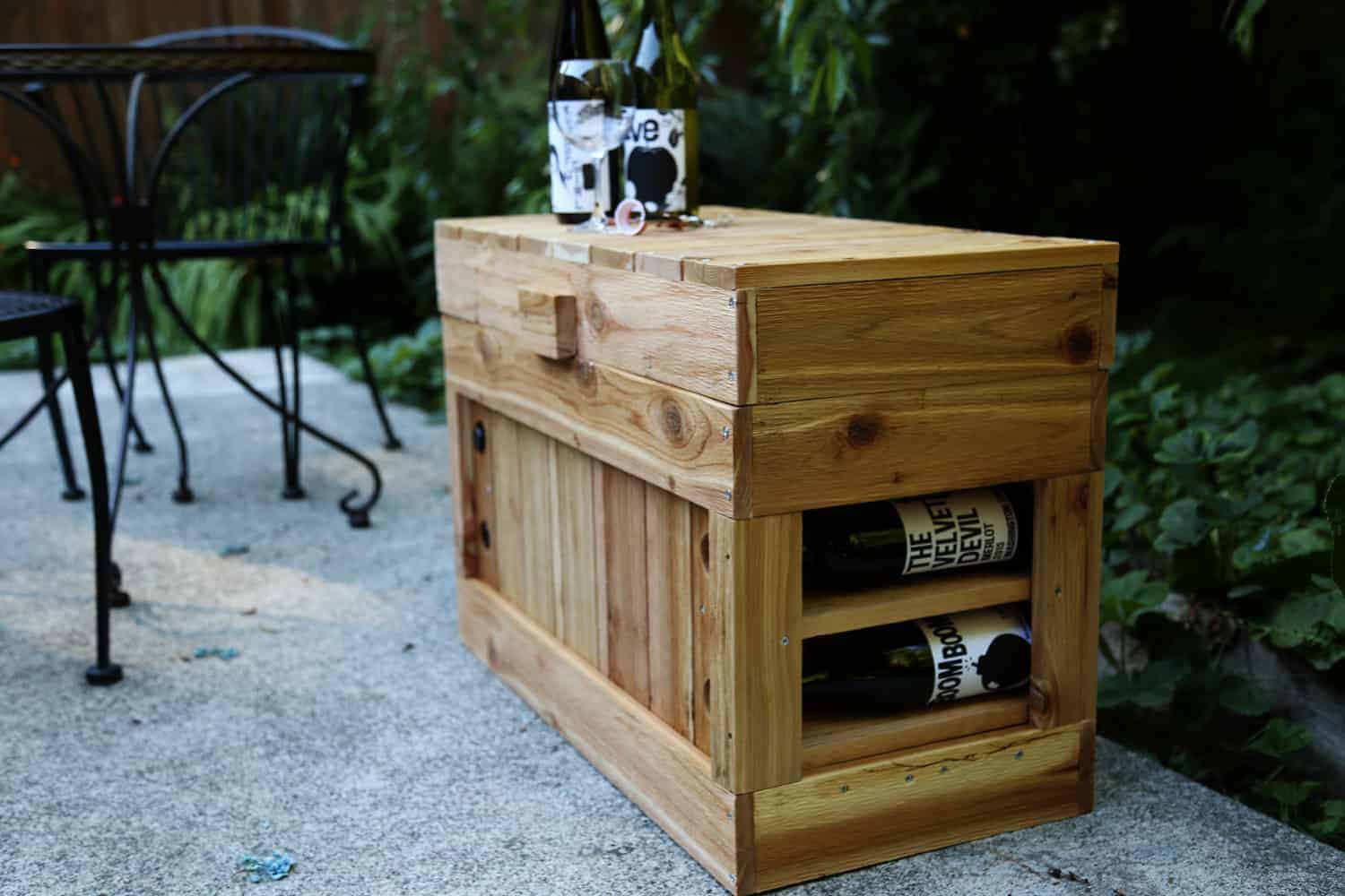How to Build a Wine Rack Cooler Seat | ONE armed MAMA.com