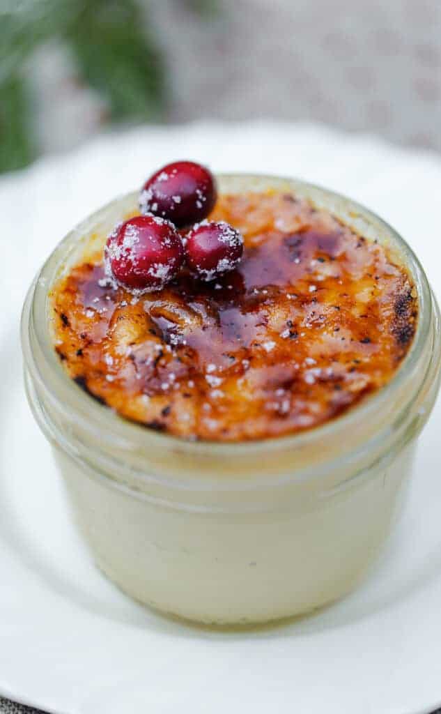 Eggnog Creme Brulee with Cranberry Sugar a perfect individual dessert for the holidays