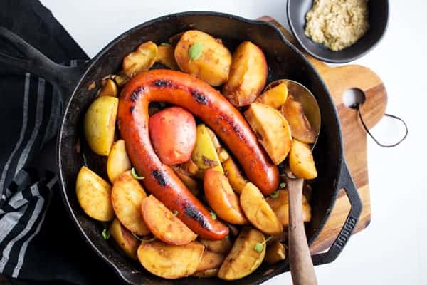 Sausage and Apples Skillet Dinner easy one pan weeknight meal with only two ingredients