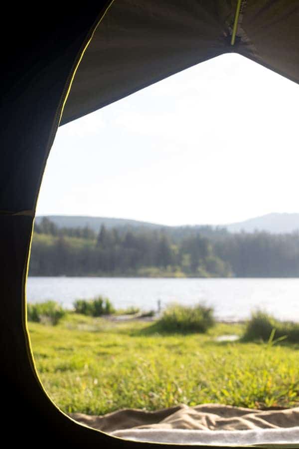 view from inside a tent