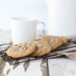 Chocolate chip cookies made with espresso powder to make a coffee chip cookie.