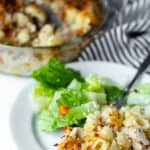 This modern take on classic Tuna Casserole is made with a homemade creamy base, fresh produce, loads of flavor and yummy crispy garlic topping. How to make tuna casserole from scratch | easy tuna noodle casserole bake recipe | best tuna casserole without soup recipes.