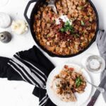 Skillet Braised Chicken and White Beans is a quick comforting weeknight meal.