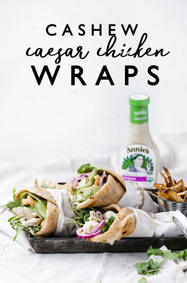 Cashew Caesar Chicken Wraps bring fresh flavor and texture to the table FAST whether served warm for dinner or wrapped up as a fabulous meal prep lunch.    Chicken   Caesar wrap pita recipe | chicken wrap | cashew chicken | howto make | recipe   video #sponsored #feedfeed #annies   