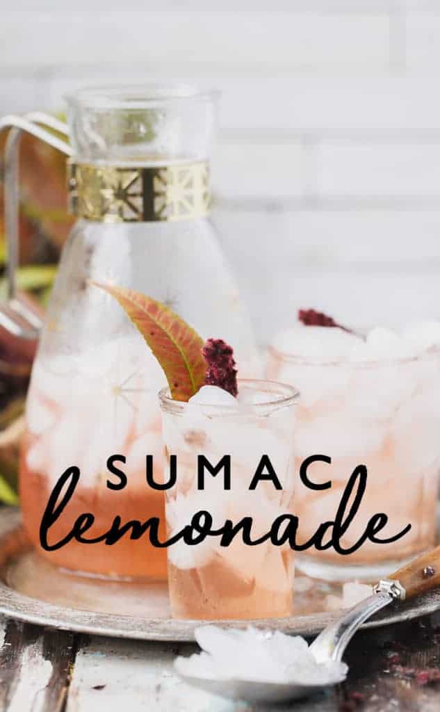 Sumac Lemonade brewed from foraged sumac berries and cool water tastes like lemonade without any lemons!  Lightly floral, tart and refreshing it's delicious as-is or used as a mixer in cocktails and mocktails. Sumac spice | sumac lemonade foraged from sumac tree | sumac recipes | sumac benefits #sumac #foraging #recipe