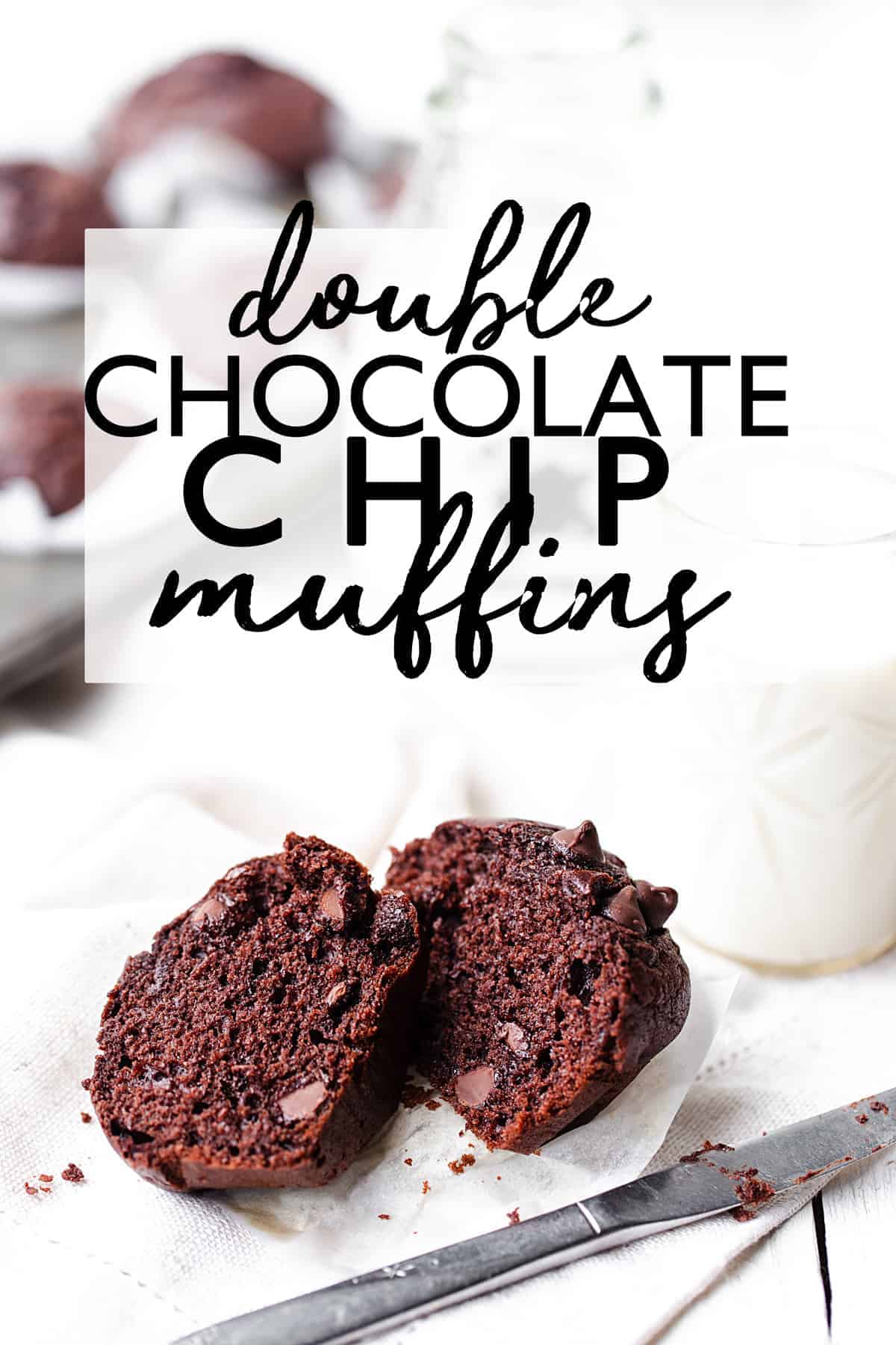 Inspired by a jumbo box store chocolate muffin version these light, fluffy Double Chocolate Chip Muffins are great for kids! chocolate chip muffins | muffin recipe | chocolate muffin recipe