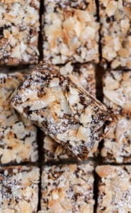 closeup of toasted coconut chocolate bars