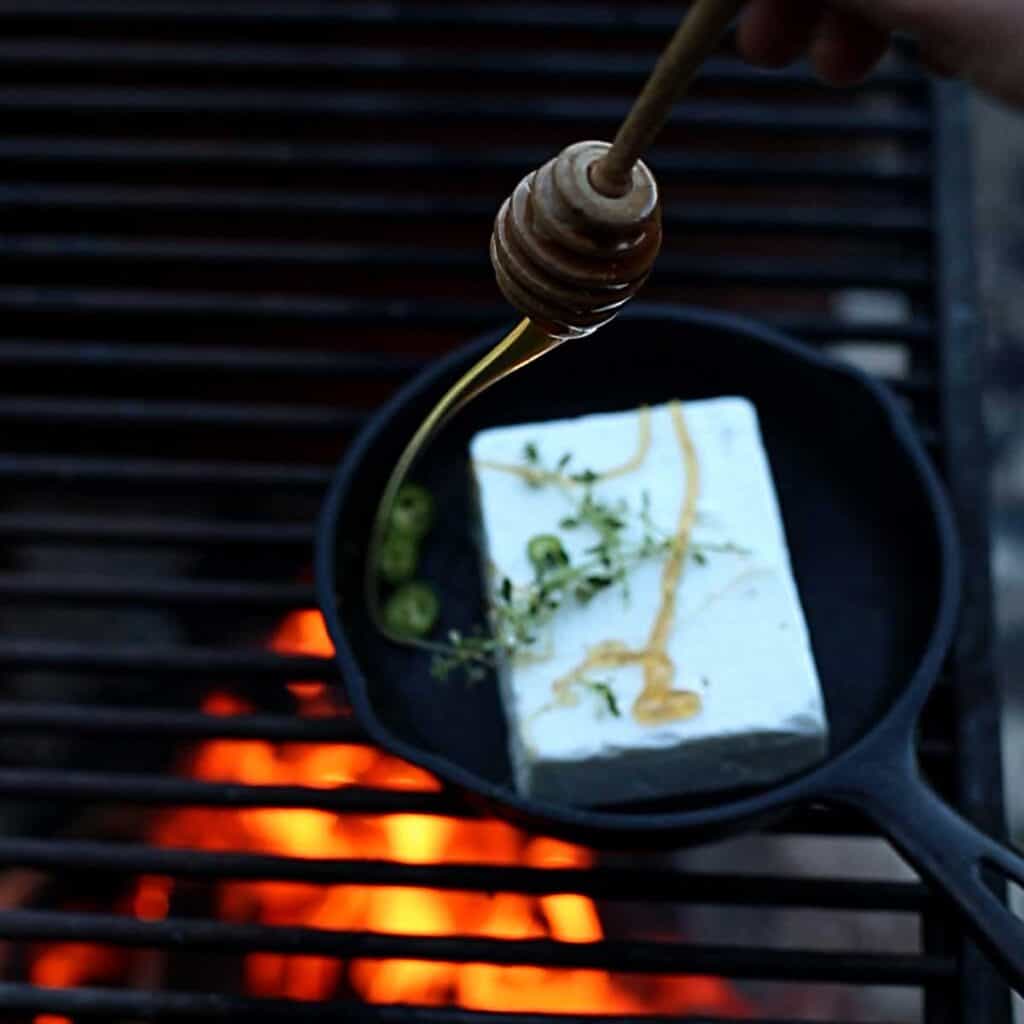 Hot Honey Fire Roasted Feta Dip - Fresh Flavorful