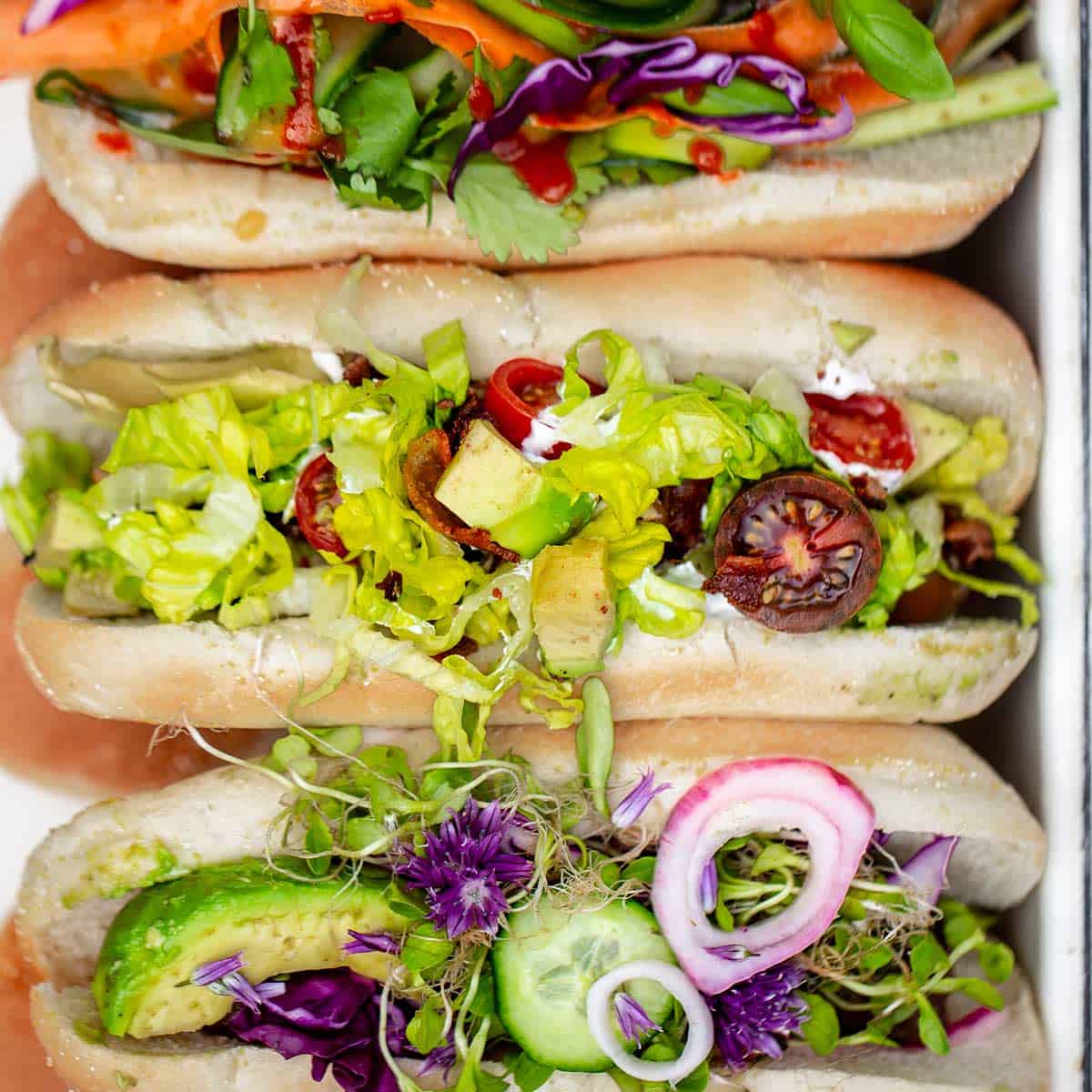 hot dog bar with different hot dog topping ideas