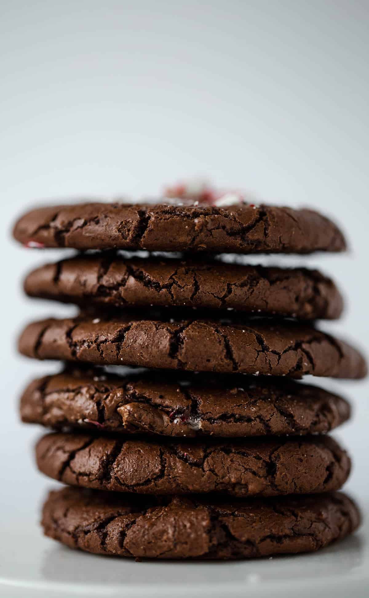 Stack of chocolate crinkle cookies