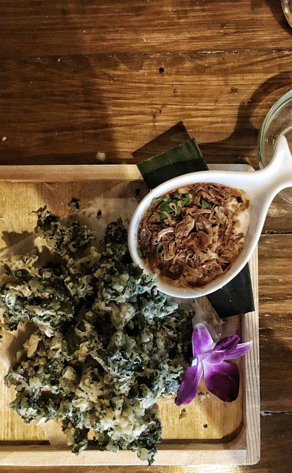 Thai kale chips and dip