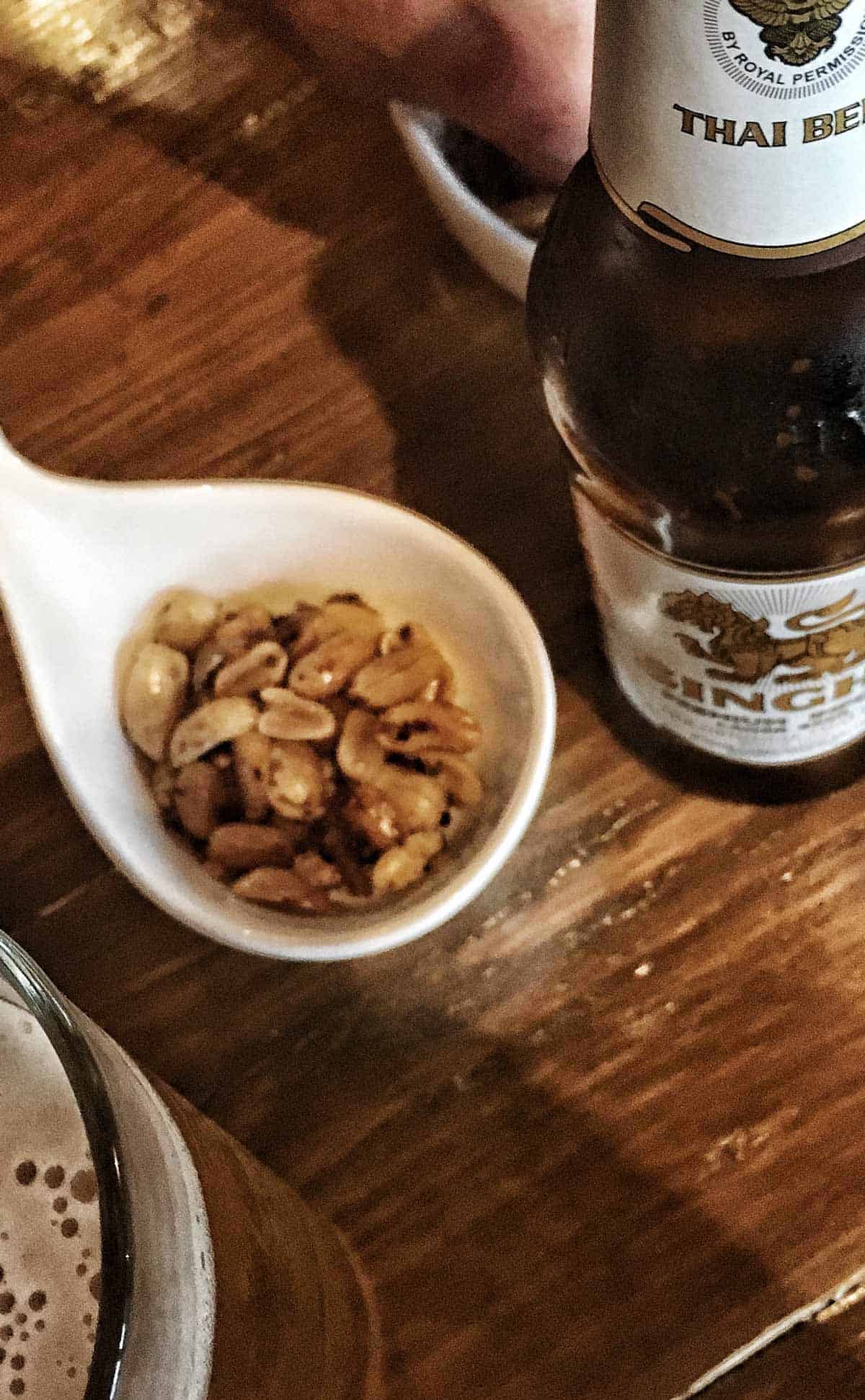 thai cocktail peanuts and beer