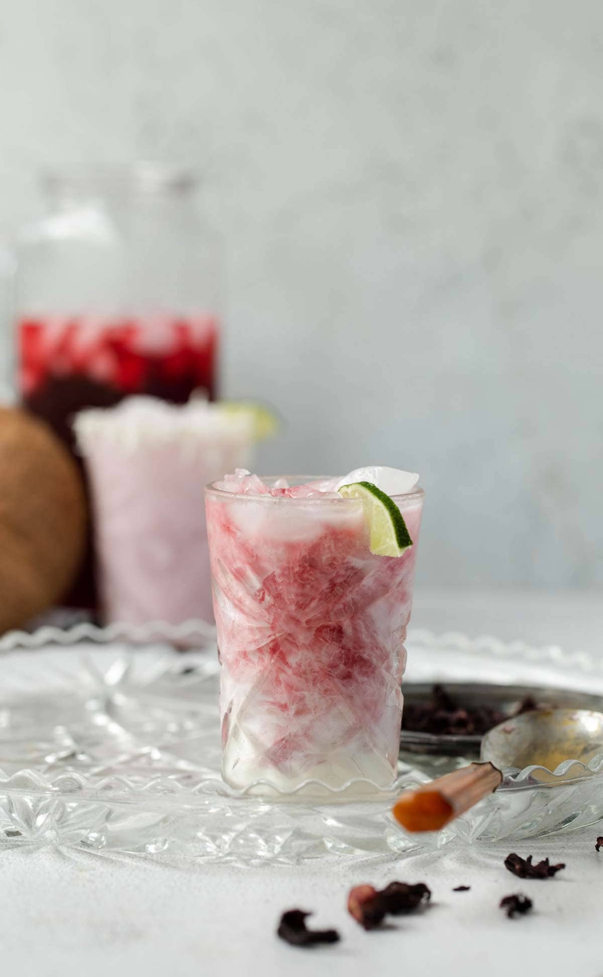 Creamy Coconut Hibiscus Rum Cooler is a delicious rum cocktail recipe made with sweet hibiscus flower tea and coconut milk. hibiscus tea | rum cocktail | rum cooler