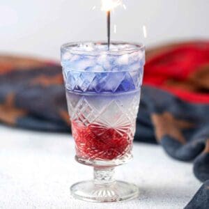 The 1776 Red, White and Blue 4th of July Cocktail made from fresh ingredients and naturally blue Empress 1908 Gin. red white and blue cocktail | drinks for 4th of july | 4th of july cocktails