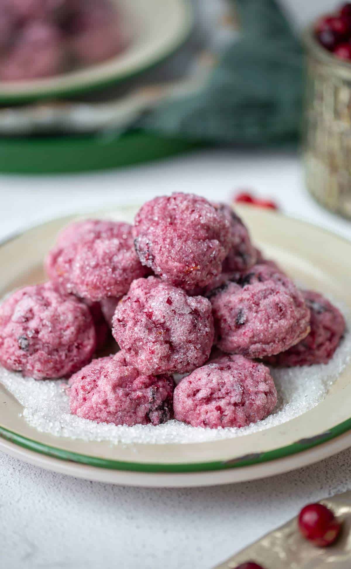 Sparkling Sugar Plum Cranberry Cookies are a soft chewy cranberry orange cookie recipe made from frozen or fresh cranberries baked with orange zest and dried cranberries. cranberry cookies | cranberry orange cookies | cranberry cookies recipe | sugarplum | sugar plum cookies