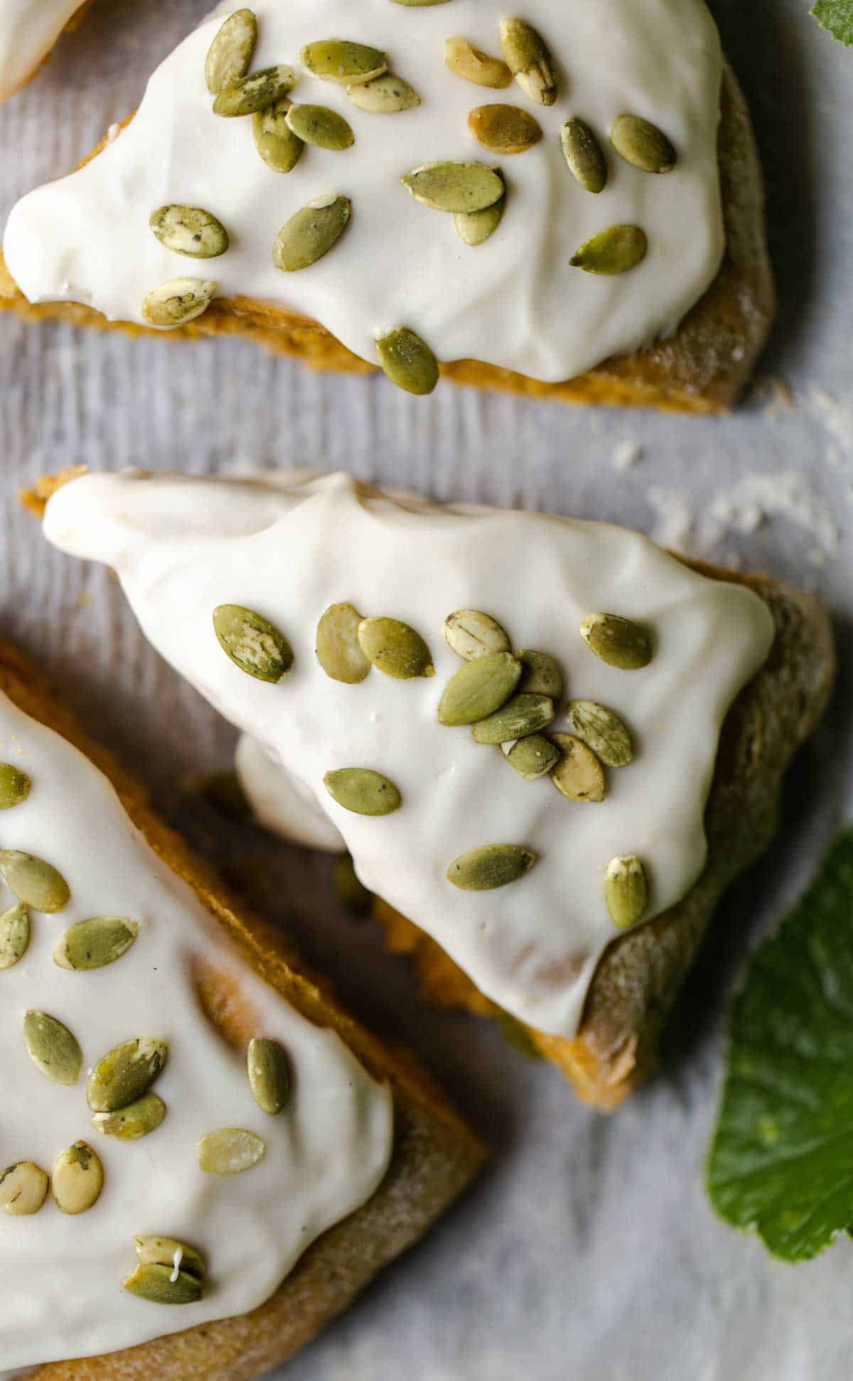 Super Soft Pumpkin Scones with cream cheese glaze are a moist pumpkin scone recipe that stays fluffy for days. pumpkin scones | pumpkin scone recipe | recipe for pumpkin scones