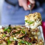 Jalapeno Bacon Mac and Cheese is a bacon mac and cheese recipe inspired by bacon jalapeno poppers with creamy, bubbly baked jalapeno, bacon, gouda, cheddar cheese sauce coated macaroni. jalapeno bacon mac and cheese | mac and cheese recipe | jalapeno popper mac and cheese