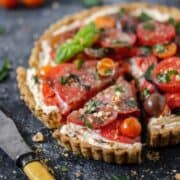 Tomato goat cheese tart recipe with fresh tomatoes