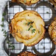 Crispy potato stackers recipe with garlic thyme and cheese