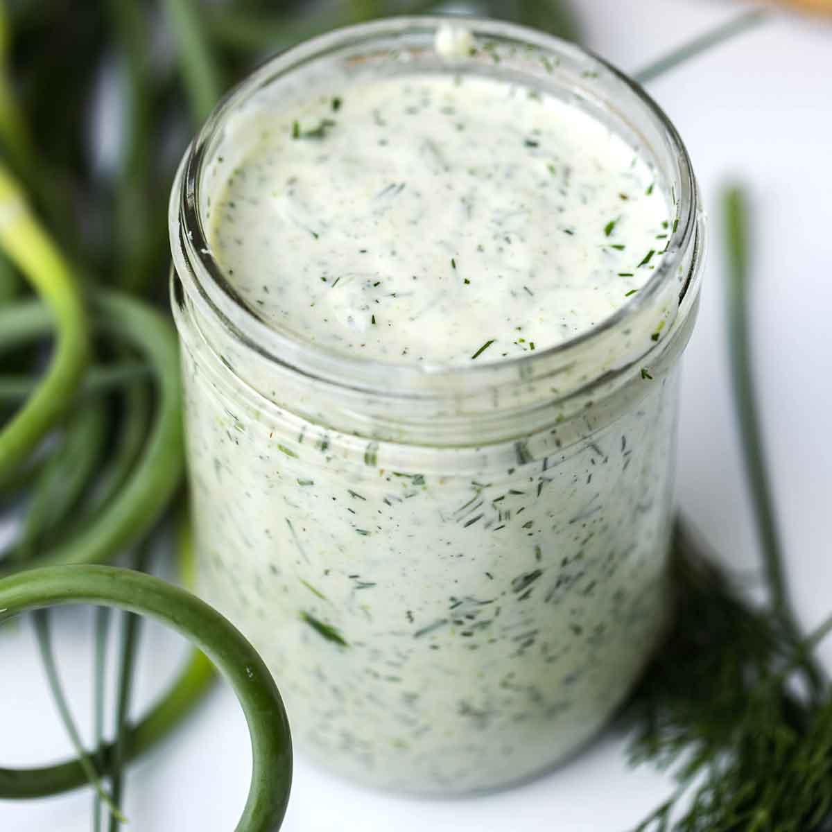 Garlic ranch dressing in a jar