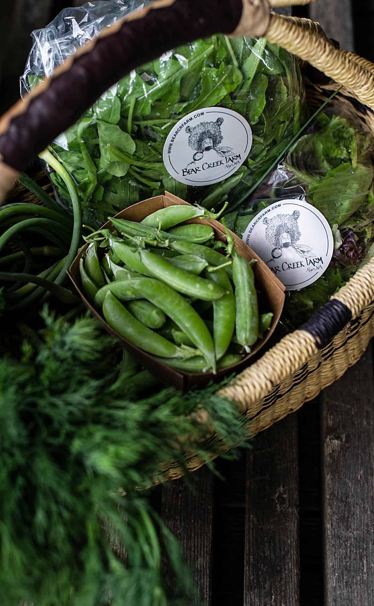 Farm fresh ingredients in a basket.