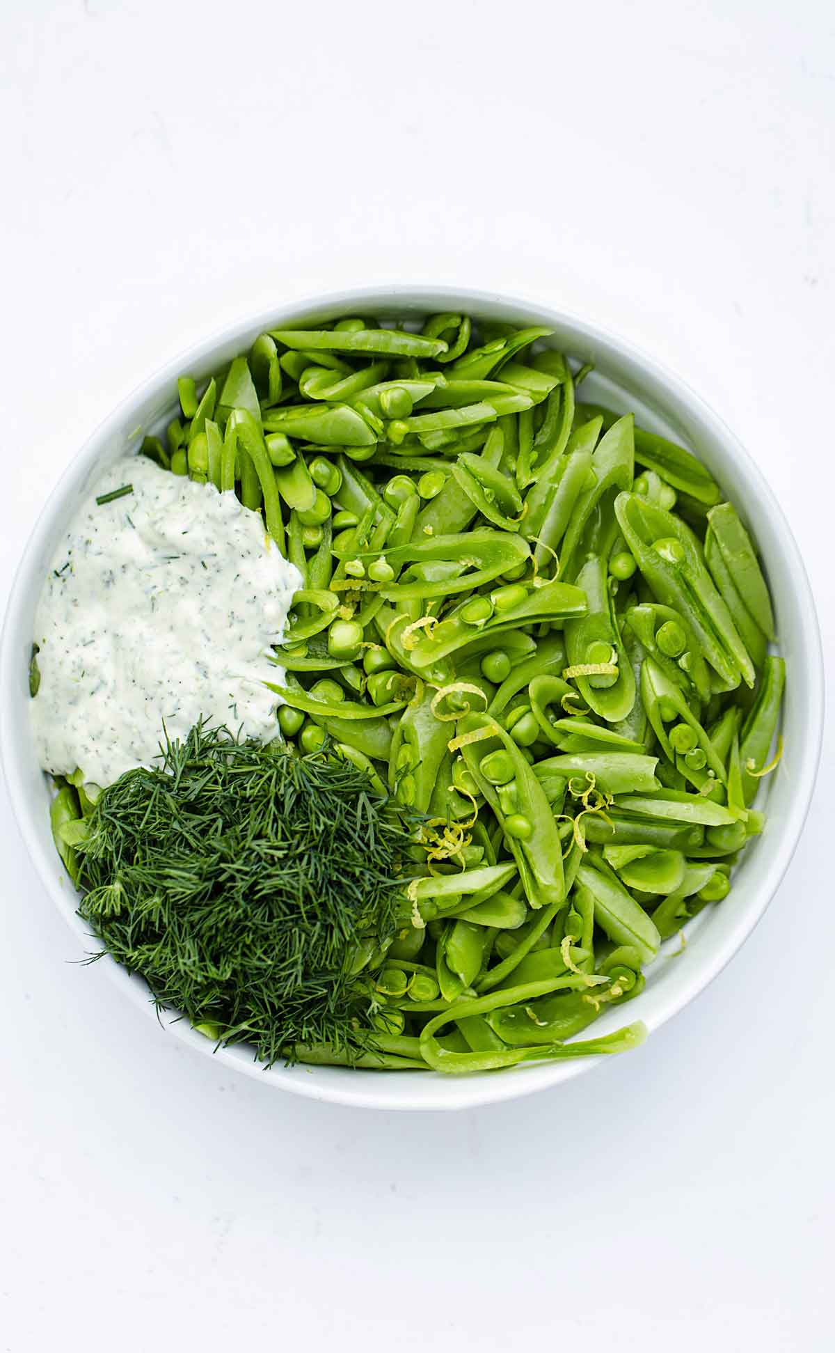 Snap pea salad ingredients