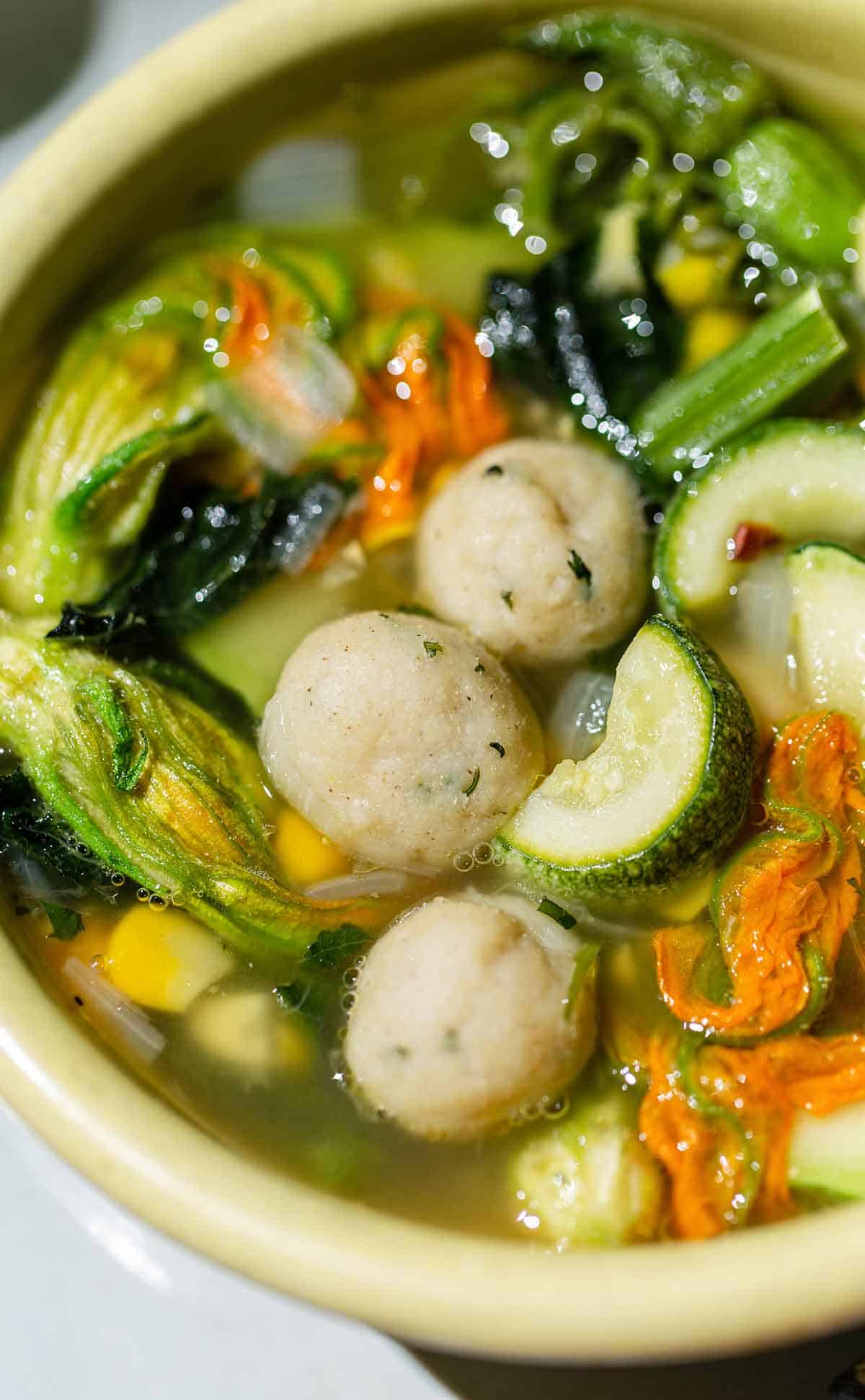 summer squash soup closeup